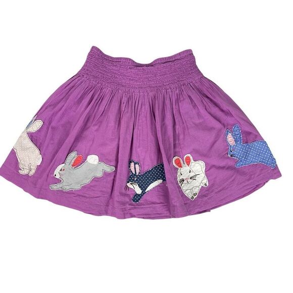 Mini Boden Smocked Bunny Applique Purple Skirt 7-8 Years - Picture 2 of 9